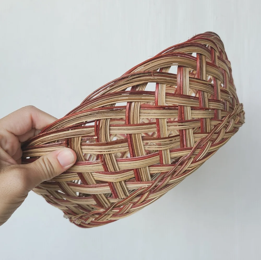 Woven rattan wicker basket bowl wall gallery fruit bowl boho shabby chic